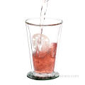 Tasse en verre à double paroi résistante à la chaleur soufflée à la bouche